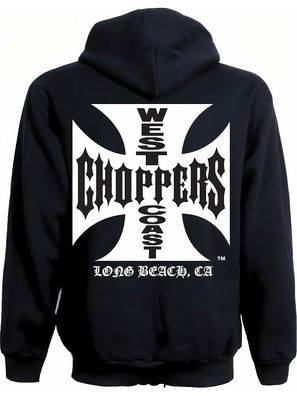 WCC West Coast Choppers Hoodie Iron Cross Light Cotton Zipper Schwarz