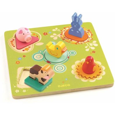 DJECO Holzpuzzle Kaenka und Freunde, 5 Teile