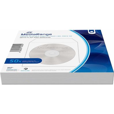 50 MediaRange 1er CD-/DVD-Hüllen Papiertaschen weiß