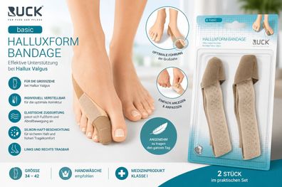 RUCK basic Halluxform Bandage Gr. 34-42 2 Stück Hallux Valgus