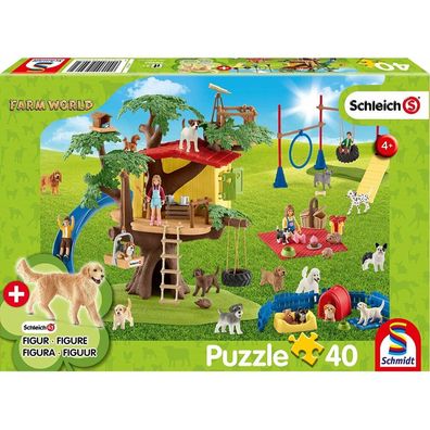 Schmidt Puzzle Schleich Happy Dogs 40 Teile + Schleich-Figur