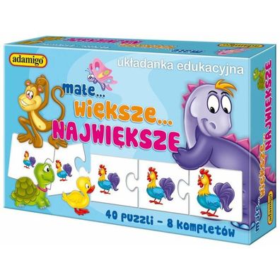 Adamigo Lernpuzzle Tiere - klein, größer, am größten 8x5 Teile