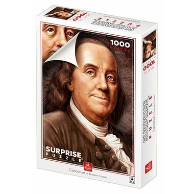 DEICO Überraschungspuzzle Cartoon von Benjamin Franklin 1000 Teile