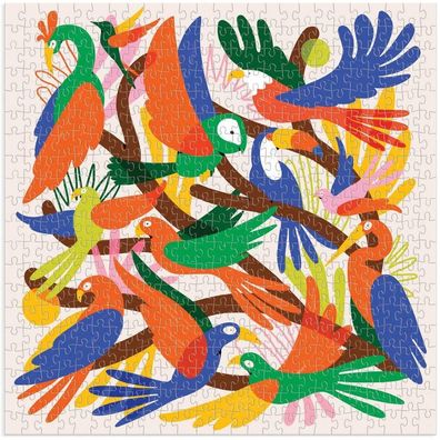 Galison Quadratisches Puzzle Chromatische Vögel 500 Teile