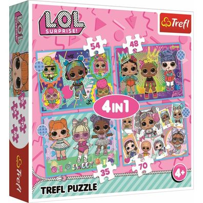 TREFL Puzzle LOL Surprise: Treffen Sie die Puppen 4in1 (35,48,54,70 Teile)