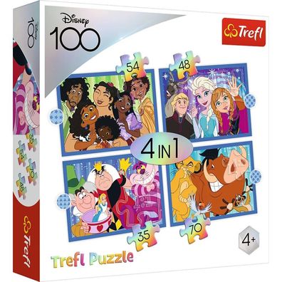 TREFL Puzzle Disney 100 Jahre: Disney's Happy World 4in1 (35,48,54,70 Teile)
