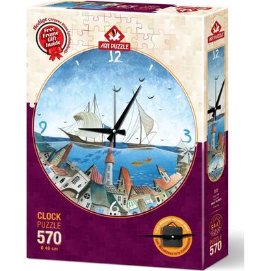 ART PUZZLE Puzzle Uhr City unter dem Wasser 570 Teile (inklusive Rahmen)