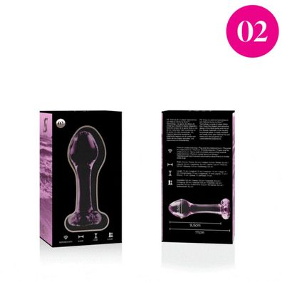 MODELL 2 Analstöpsel Borosilikatglas 11 X 3,5 CM ROSA
