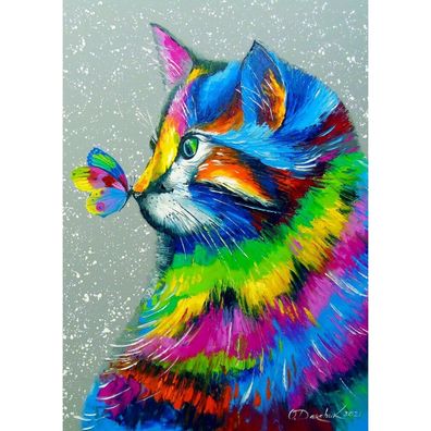 ENJOY Puzzle Schöne Katze und Schmetterling 1000 Teile