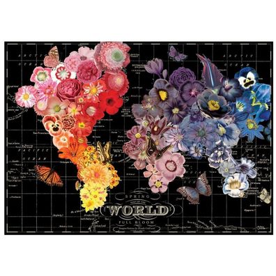 Galison Puzzle Blühende Weltkarte 1000 Teile