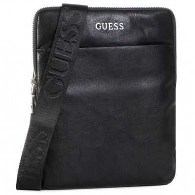 Scala Leder Flach Top Zip Crossbody Tasche Schwarz für Männer