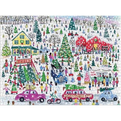 Galison Puzzle Bauernhof mit Weihnachtsbäumen 1000 Teile