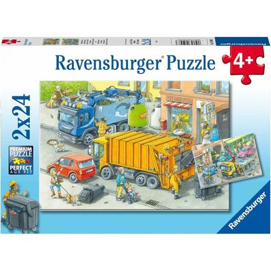 Ravensburger Puzzle Müllwagen und Abschleppwagen 2x24 Teile