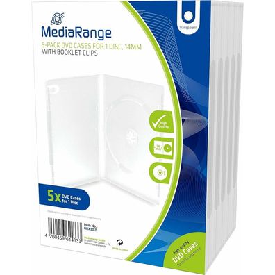 5 MediaRange 1er CD-/DVD-Hüllen transparent