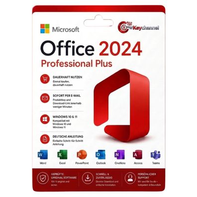 Microsoft Office 2024 Pro Plus | Lebenslange Vollversion | Sofort-Lieferung in 1 Min