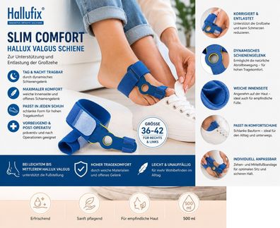 Hallufix Hallux Valgus Schiene Slim Comfort Gr. 36-42 blau