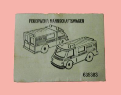 Aufkleber Feuerwehr Mannschaftswagen ohne Aufkleber
