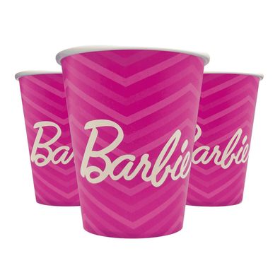 Barbie Becher pink 250ml 8er für Kindergeburtstag rosa Tischdeko Mädchen-Party