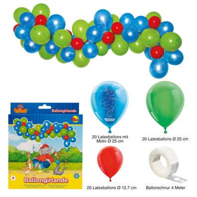 Ballongirlande Set Benjamin Blümchen 60-teilig Folienballons Latexballons inkl. Band
