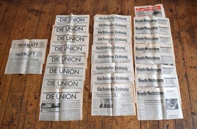 Konvolut 28x Zeitung Die Union Sächsische Zeitung Sächsische Neueste Nachrichten 1989