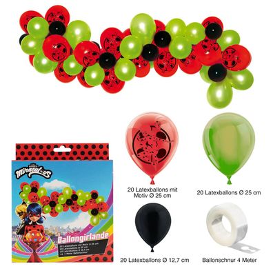 Miraculous Ballon-Girlande Set 60-teilig Superhelden Raumdeko für bunte Kinderparty