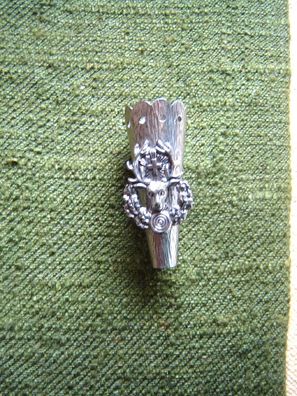 Halter weite Hülse dkl matt für Gamsbart m Hubertushirsch 1,6cm für Trachtenhut s-p