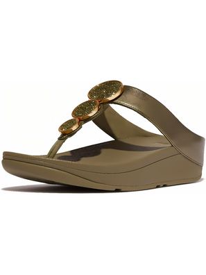 FitFlop Damen Flip Flops Halo Bead-Circle Metallic Toe-Post Sandals HJ1
