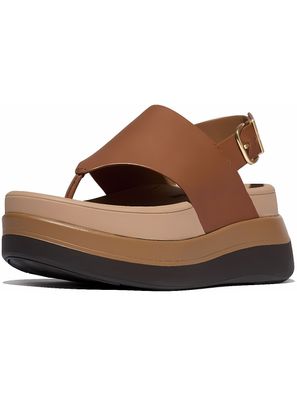 FitFlop Damen Sandalen F-Mode Stack Leather Back-Strap Toe-Post Sandals E2G