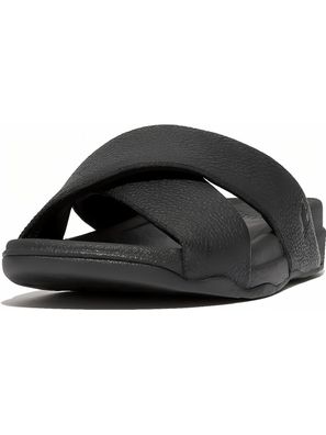 FitFlop Sandalen Surfer Mens Tumbled-Leather Cross Slides HA6