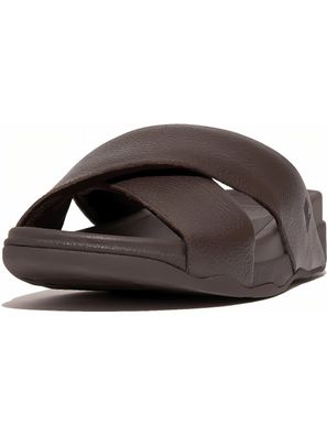 FitFlop Sandalen Surfer Mens Tumbled-Leather Cross Slides HA6