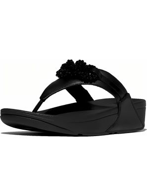 FitFlop Damen Flip Flops Lulu Beaded-Chain Leather Toe-Post Sandals E6F