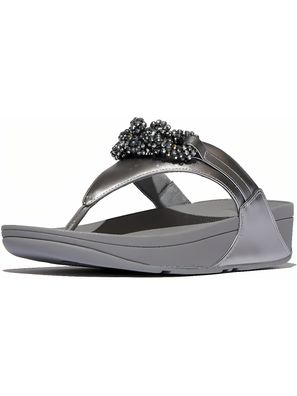 FitFlop Damen Flip Flops Lulu Beaded-Chain Leather Toe-Post Sandals E6F