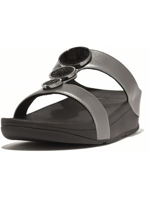 FitFlop Damen Sandalen Halo Bead-Circle Metallic H-Bar Slides HJ2