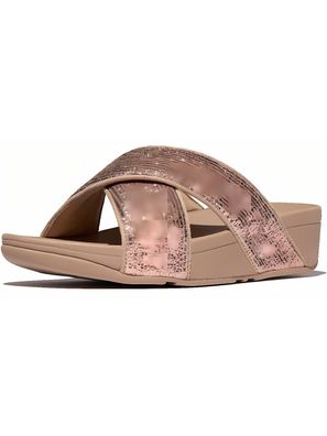 FitFlop Damen Sandalen Lulu Crinkled-Shimmer Cross Slides E1B