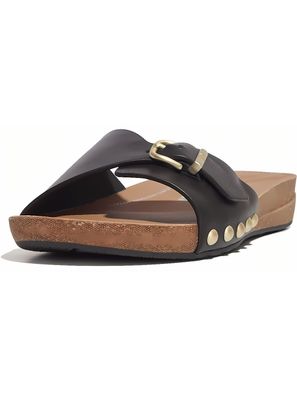 FitFlop Damen Sandalen Iqushion Adjustable Buckle Leather Slides HF1