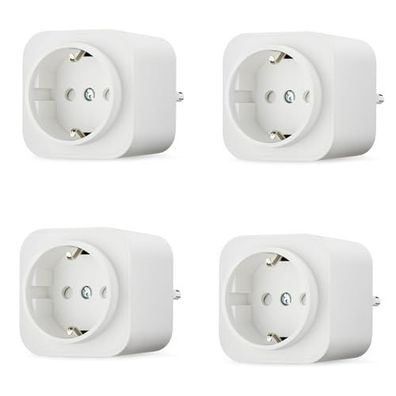 Amazon Basics Smart Plug Steckdose für Innenräume, Alexa kompatibel, 4er Set, Weiß