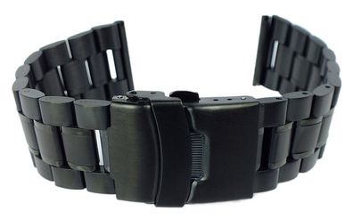 Minott > Uhrenarmband massives Edelstahlband > Edelstahl schwarz