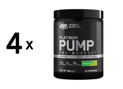 4 x Optimum Nutrition Platinum Pump Pre-Workout (20 Serv) Lemon-Lime