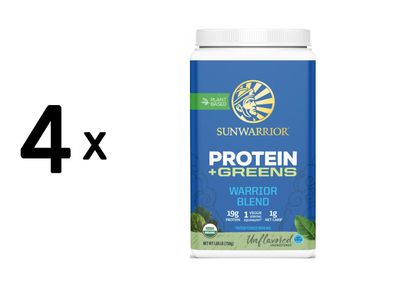 4 x Sunwarrior Warrior Blend + Greens Organic (750g)