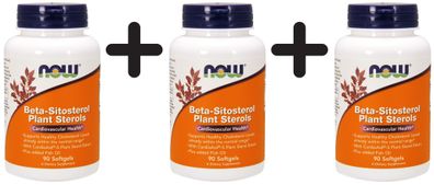 3 x NOW Foods Beta-Sitosterol Plant Sterols - 90 softgels
