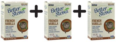 3 x NOW Foods Better Stevia, French Vanilla - 75 packets