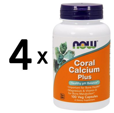 4 x NOW Foods Coral Calcium Plus - 100 vcaps