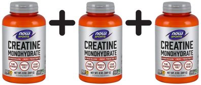 3 x NOW Foods Creatine Monohydrate, Pure Powder - 227g