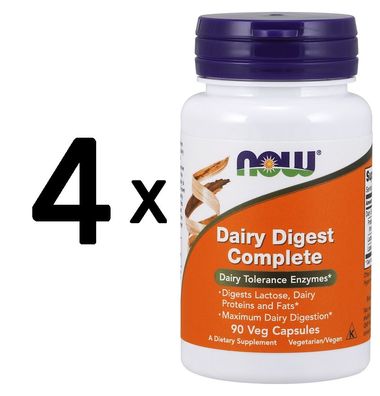 4 x NOW Foods Dairy Digest Complete - 90 vcaps