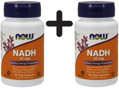 2 x NOW Foods NADH, 10mg - 60 vcaps