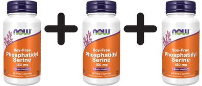 3 x NOW Foods Phosphatidyl Serine, 150mg Soy Free - 60 vcaps