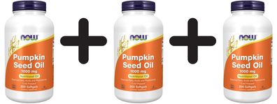 3 x NOW Foods Pumpkin Seed Oil, 1000mg - 200 softgels