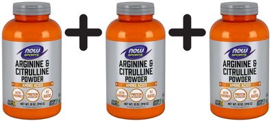 3 x NOW Foods Arginine & Citrulline - 340g