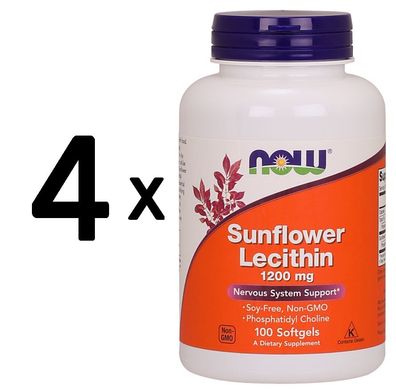 4 x NOW Foods Sunflower Lecithin, 1200mg - 100 softgels