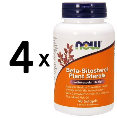 4 x NOW Foods Beta-Sitosterol Plant Sterols - 90 softgels